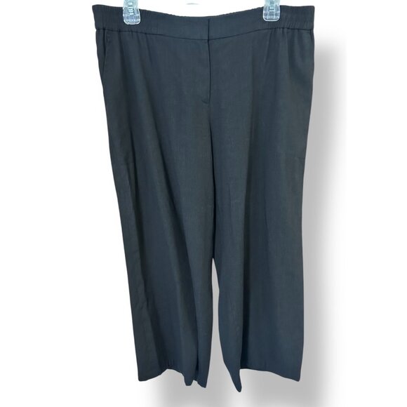 Akris Punto Black Linen Blend Crop Wide Leg Pants - Picture 2 of 8